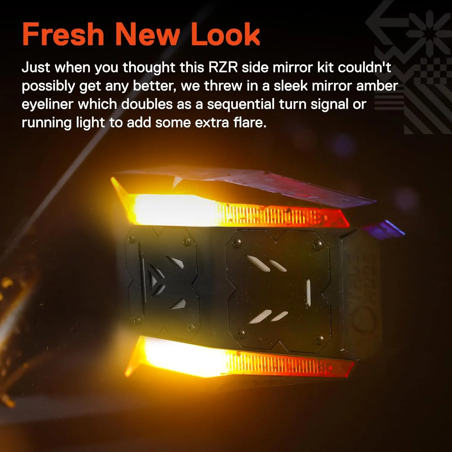 TRUE MODS UTV Side Rear View Mirrors Kit with [Sequential Amber Turn Signals Running Light] [Pro-Fit Profile Bar Roll Cage] for Polaris General Ranger Can-Am Commander Defender Maverick X3