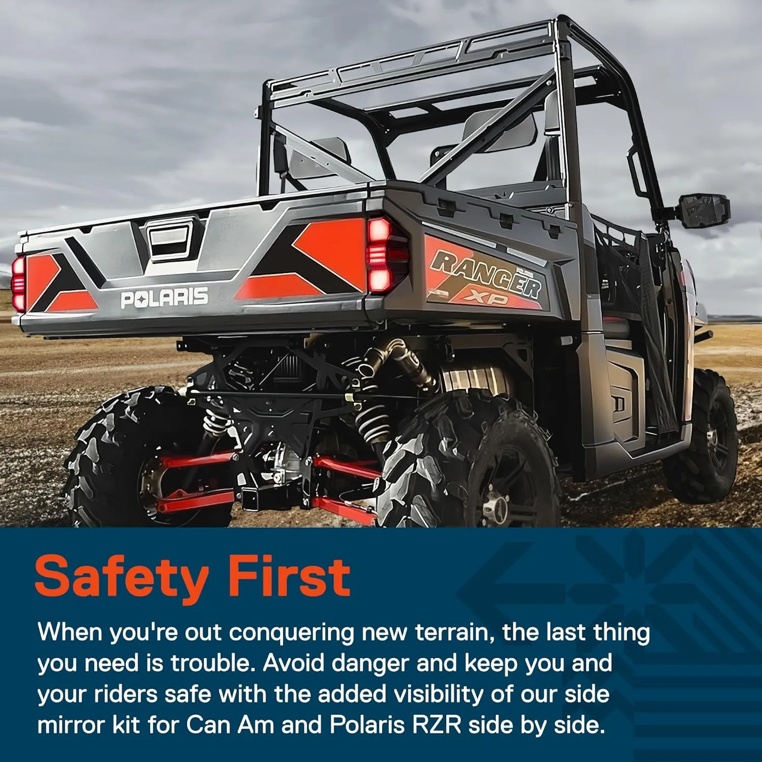 TRUE MODS UTV Side Rear View Mirrors Kit with [Sequential Amber Turn Signals Running Light] [Pro-Fit Profile Bar Roll Cage] for Polaris General Ranger Can-Am Commander Defender Maverick X3
