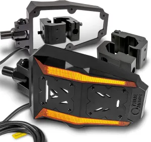 TRUE MODS UTV Side Rear View Mirrors Kit with [Sequential Amber Turn Signals Running Light] [Pro-Fit Profile Bar Roll Cage] for Polaris General Ranger Can-Am Commander Defender Maverick X3