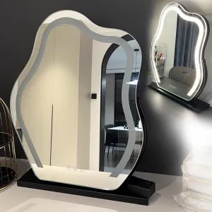 Vanity Mirror, 20.5×25.6in Makeup Mirror with Lights, Large Lighted Vanity Mirror, Light Up Mirror with Smart Touch 3 Colors Dimmable, Black, 360°Rotation Touch Screen Vanity Mirror(45x58cm)