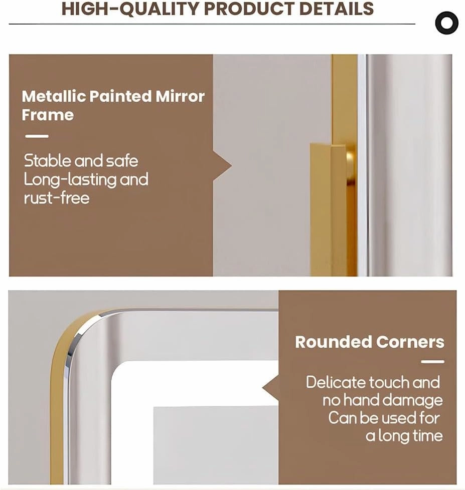 Vanity Mirror with Lights, 360° Rotation Table Mirror, Cosmetic Illuminated Mirror, Led Makeup Mirror, with Touch Control, for Bedroom(Black,42x50cm/16.5x19.6in)