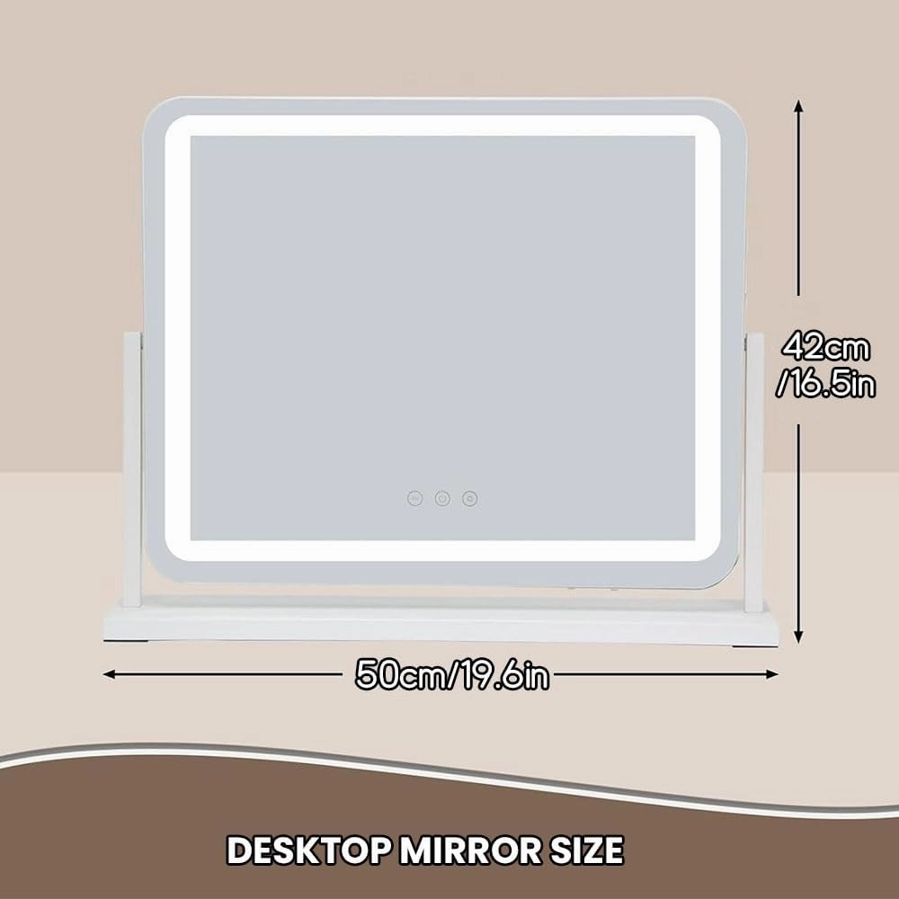 Vanity Mirror with Lights, 360° Rotation Table Mirror, Cosmetic Illuminated Mirror, Led Makeup Mirror, with Touch Control, for Bedroom(Black,42x50cm/16.5x19.6in)