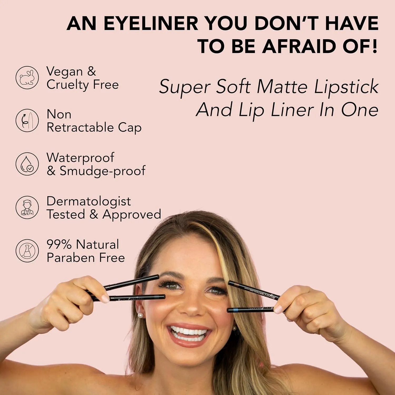 VASANTI Kajal Waterline Eyeliner Pencil - Long-lasting, Waterproof, Smudge-proof, Safe for Sensitive Eyes, Waterline Eye Liner - Opthalmologist Approved and Tested (Intense Black)