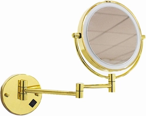 Wall Mounted Makeup Mirror, Double Sided Magnifying LED Mirror, Bathroom Mirror, 360°Swivel and Extendable, Shaving Mirror with Plug-in/Wiring/Black/Wiring
