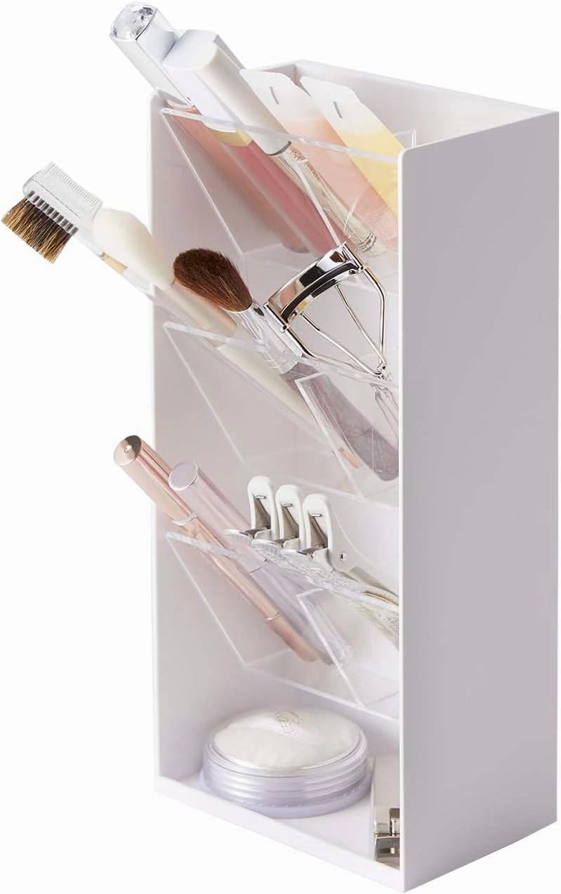 Yamazaki Home Tower Jewelry & Makeup Organizer, Standup Cosmetic Storage Box, Display Case - Angled - Abs Plastic