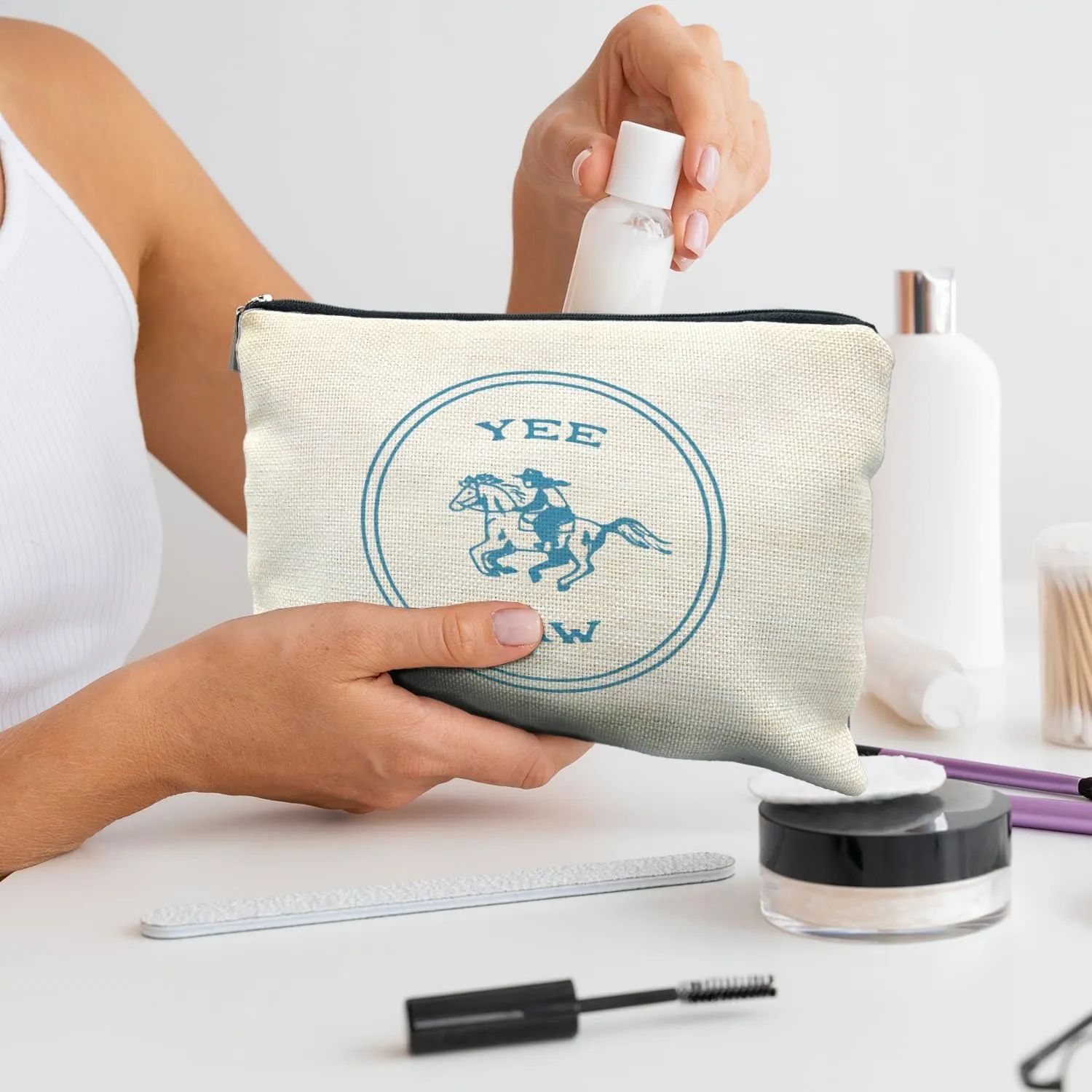 Yee Haw Cowgirl Makeup Bag - Perfect for Women's Western Gifts