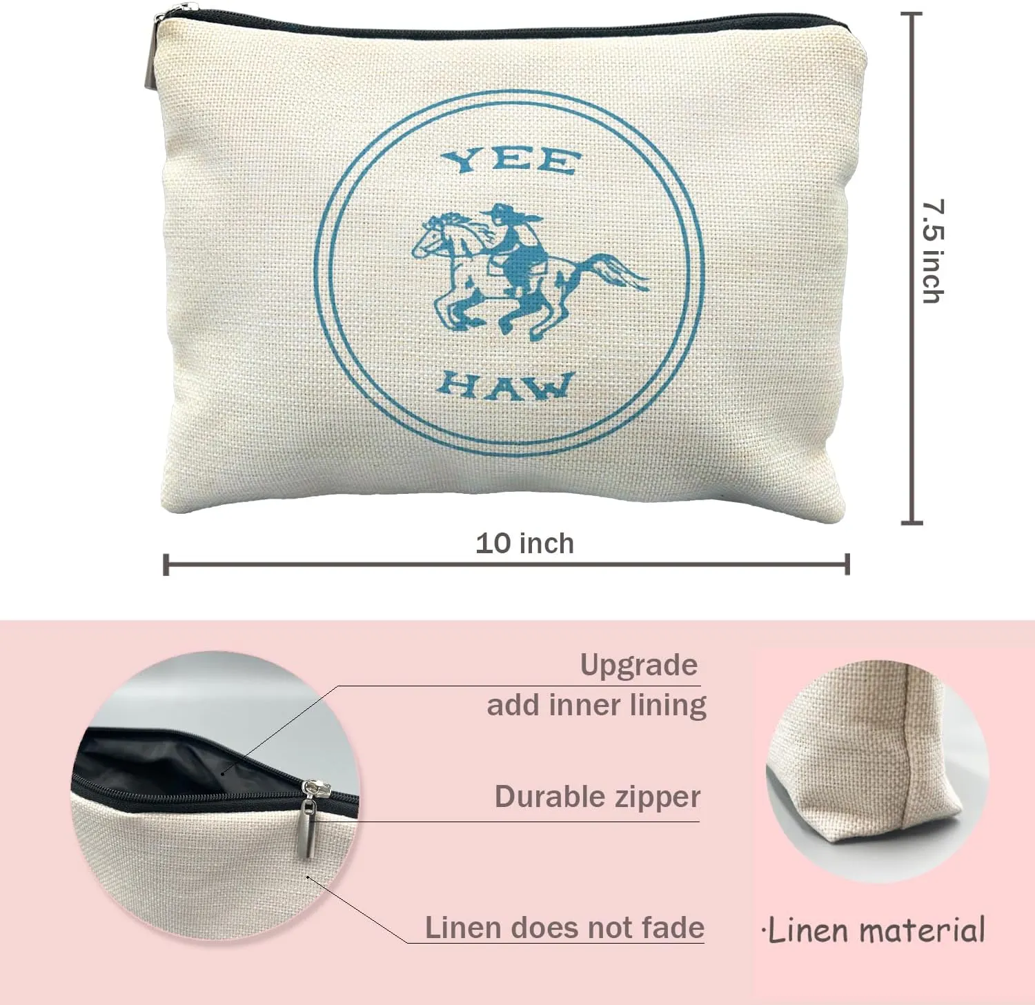 Yee Haw Cowgirl Makeup Bag - Perfect for Women's Western Gifts