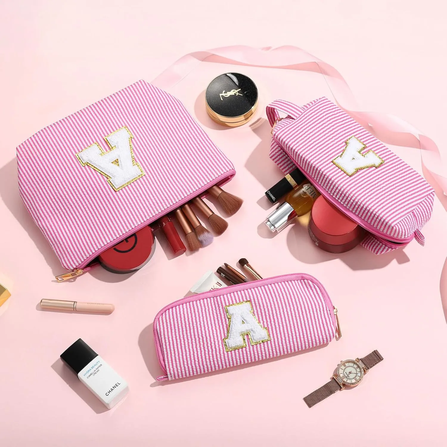 YOOLIFE Cute Makeup Bag for Women Girls - Cosmetic Bags for Women | Initial Make Up Bag | Personalized Gifts for Women Her | Bridal Shower Gifts | Mothers Day Gifts | Tween Girls Trendy Stuff S