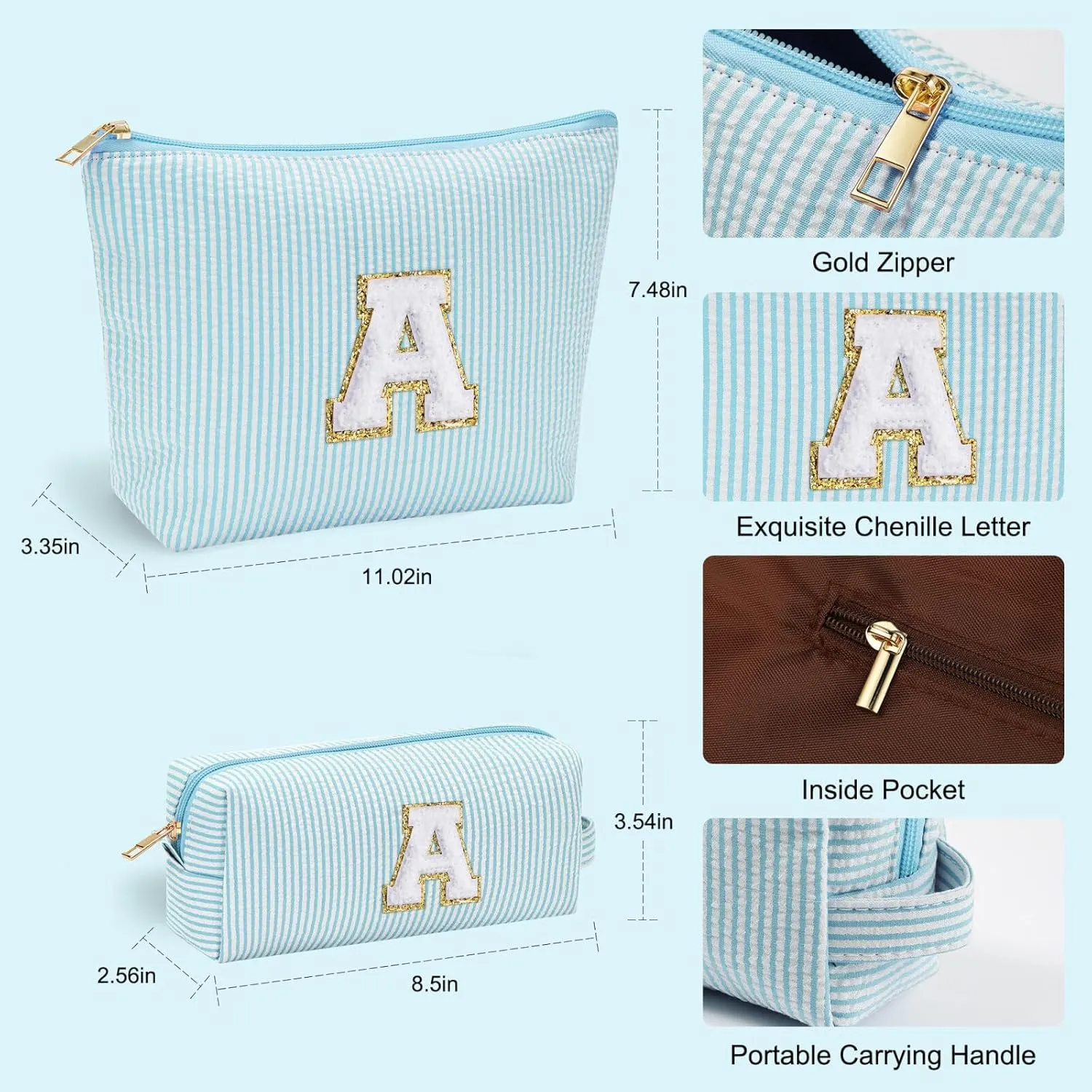 YOOLIFE Cute Makeup Bag for Women Girls - Cosmetic Bags for Women | Initial Make Up Bag | Personalized Gifts for Women Her | Bridal Shower Gifts | Mothers Day Gifts | Tween Girls Trendy Stuff S